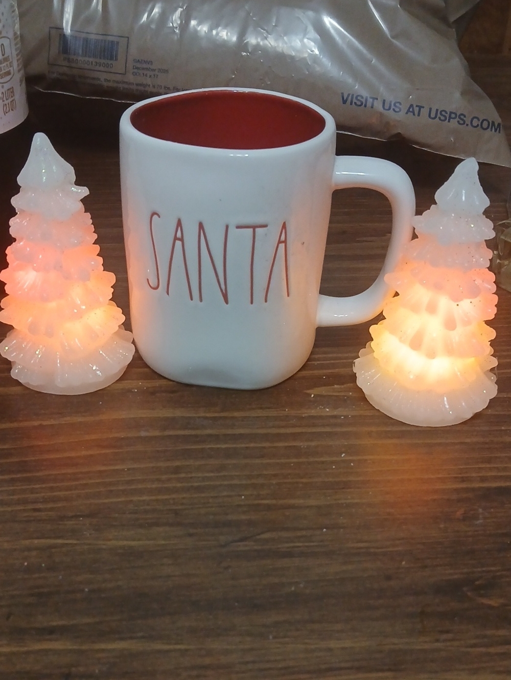 Rae Dunn Santa Mug - White Exterior with Red Interior